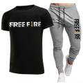 Free fire printed summer track suit for men black. 