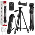 NeePho NP-8810 Professional Tripod Stand for Mobile Phones – 150cm (59”) Adjustable Height, 3-Way Pan Head, Universal Phone Holder & Carry Bag. 