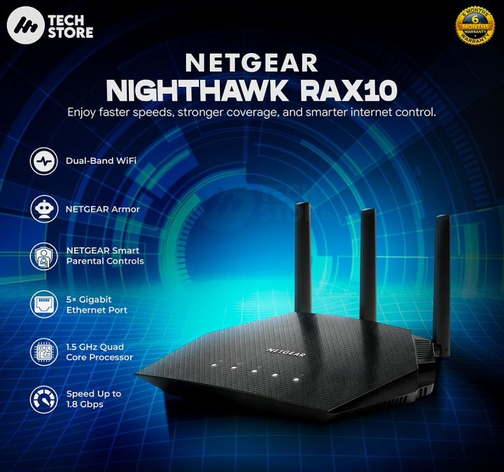 Netgear Rax10 Modem Netgear Nighthawk RAX10 AX1800 WiFi 6 Router – High-Speed Dual-Band ...
