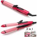 2 in 1 Hair Straightener and Curler, ceramic plates, fast heating, portable hair styling tool, dual function hair straightener & curling iron, easy-to-use hair curler for women, professional hair styling machine. 