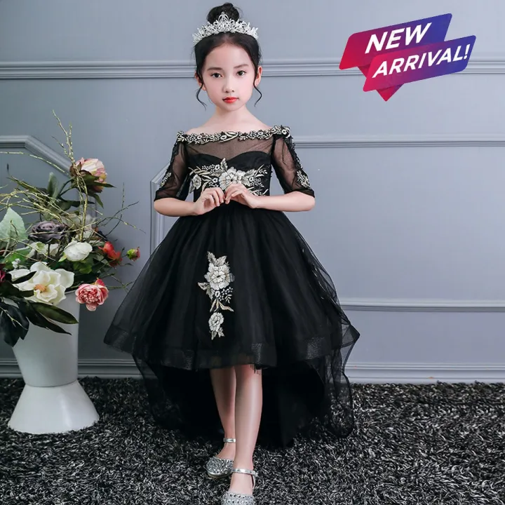 Kids%20Black%20girls%20embroider%20flowers%20tail%20children%20frock%20dress%20for%20eid/party/birthday/wedding/event%20140%209-10yrs%20-%20Image%203