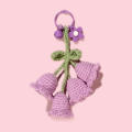 New Handmade Knitted Keychain Keyring For Women Fashion Yarn Crocheted Bell Orchid Flower Bag Pendants Car Key Ring Charms Gift. 