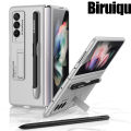 Biruiqu For Samsung Galaxy Z Fold 4 Case with S-Pen Pocket Protective Case with Built-in Magnetic Kickstand PC Shockproof Cover. 
