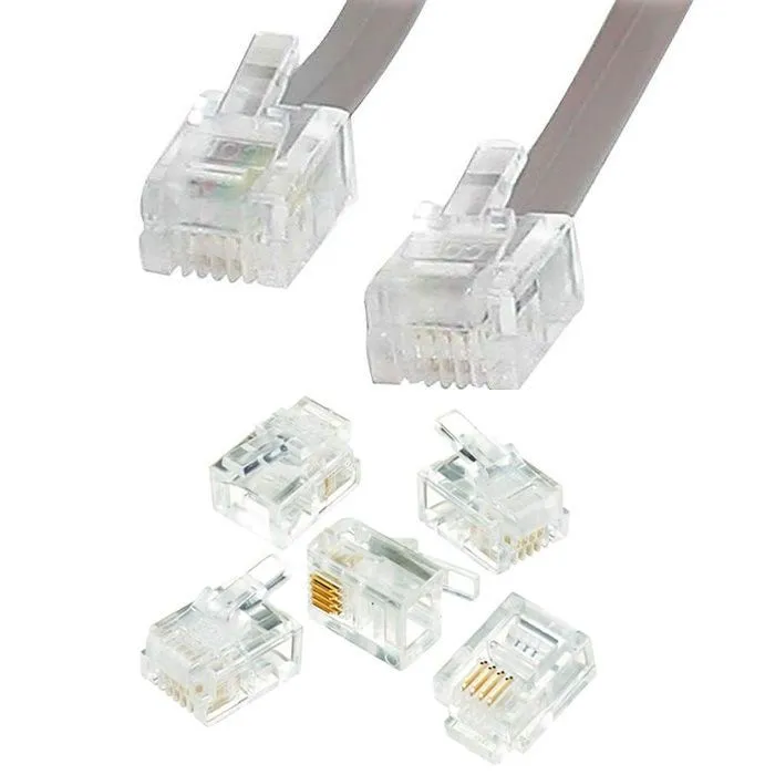 6 Internet Connection Plug 4 Pin RJ11 6P4C Modular Telephone Phone Connector Internet Cable ...
