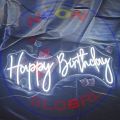 Elegant and Customised Happy Birthday Neon sign with extra-ordinary Neon light design and Bright neon signboard colors. High quality of customization, Customised Neon Name, Neon lights for room, Neon couple names and Happy birthday or event neon signs. 