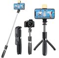 4 in 1 Wireless Selfie Stick R1S Tripod Stand (WITH LED LIGHT) Foldable Mini Selfie Light Detachable Bluetooth Shutter| Remote Control For All Mobile Phone Extendable With Charging Cable | For Tiktok Youtube Vlogging Photography. 