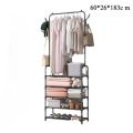 5-Tier Metal Clothes Rack - Standalone Coat Organizer with Hooks and Shoe Storage for Bedroom, Hallway, and Living Room. 