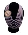 SOZ Crystal Beeds Rani Mala Broach Necklace For Women. 