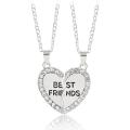 BFF Necklace Women Crystal Heart Pendant Best Friend Letter Necklace Fashion Cou. 
