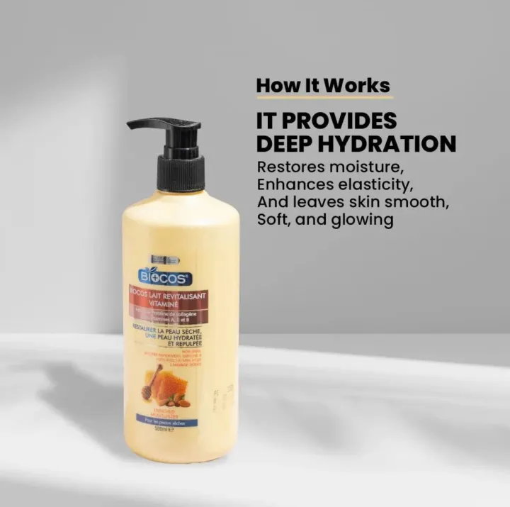 Biocos%20Hydrating%20Body%20Lotion%20500ml%20with%20Honey%20,%20Vitamin%20E%20&%20Sunflower%20Oil%20-%20Moisturizing%20Cream%20for%20Dry%20Skin,%20Reduces%20Fine%20Lines,%20Non-Allergenic,%20Paraben-Free%20-%20Image%203