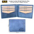 Genuine Leather Bifold Sky Blue Wallet for Men. 