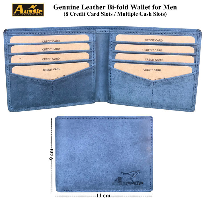 Genuine Leather Bifold Sky Blue Wallet for Men