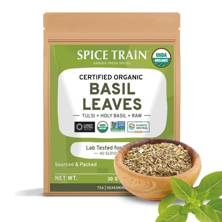 Organic Dried Basil Leaves (Tulsi Whole Leaf) 40 Servings 30g
