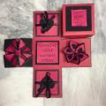 Square Explosion Box - Birthday Gift for Lover or Husband/Wife or Fiance - Shocking Pink and Black Colour. 