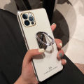 For OPPO Reno2 F / OPPO Reno 2F Back Cover + Rhinestone Ring Holder Stand Shiny Plating Square Bumper Girls Phone Case Soft TPU Silicone Shockproof Protective Cover. 