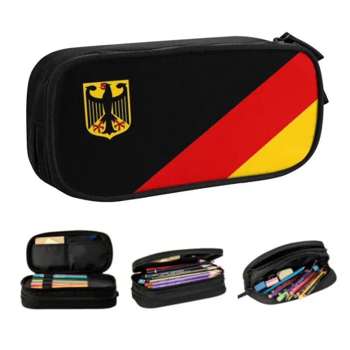 German Flag Pencil Cases for Boy Girl Big Capacity Coat of Arms of Germany Pen Box Bag School Supplies