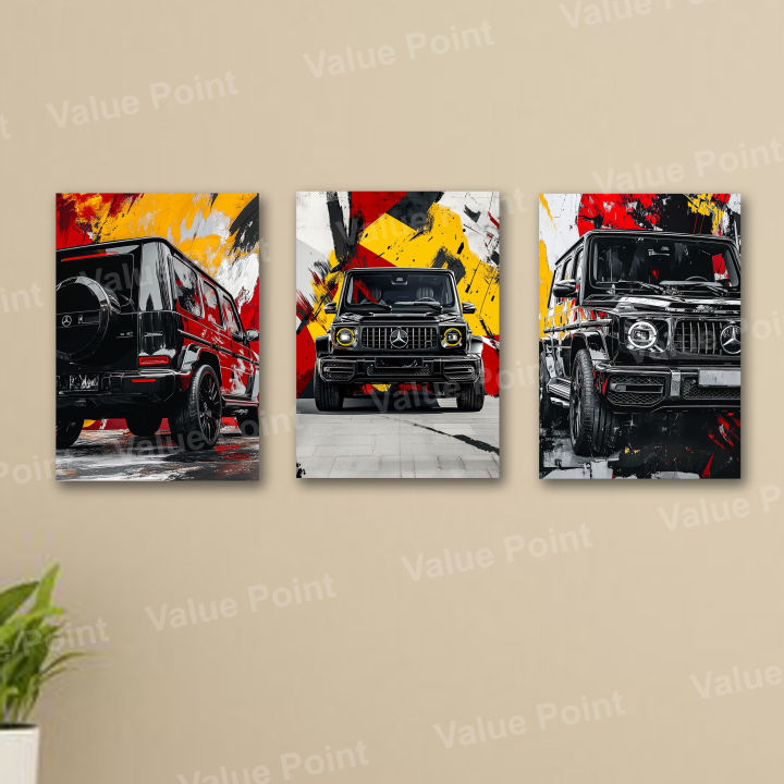 set of 3 mercedes g class g wagon sports cars art poster wooden sticky ...
