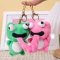 Plush Doll Pendant Creative Cartoon Cute Magnetic Frog Keychain Spit Tongue Eyeballs Pull-Out Frogs Lovely Key Chain Couple Gifts Funny For Car,Bags Key Ring Decoration Accessories. 