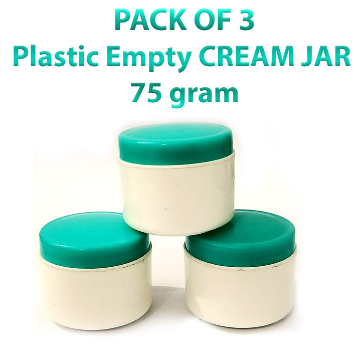 Pack of 3 Empty Cosmetic Containers Cream Pot Jar Refillable plastic 75 Gram