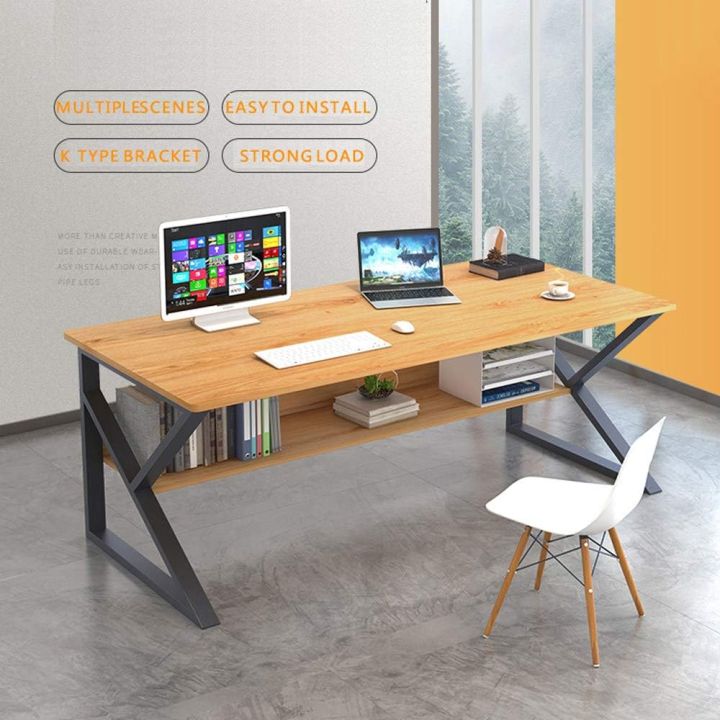 Skyrise K- Shaped Office Table Desktop Table With Book Shelf Office Desk Book Shelf Laptop Table Computer Table Study Table Writing Table Home