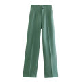 Women Suit Trousers High Waist Solid Color Straight Pants Fashion Casual Wide Leg Pants. 