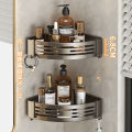 Gun gray towel rack bathroom punch-free space aluminum bath towel rack integrated pendant set toilet bathroom storage rack. 