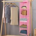 5-Shelf Hanging Clothes Storage Collapsible Accessory Shelves Closet Cubby for Regular Garments, Shoes Storage Organizer. 