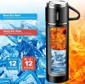 Vacuum Flask Gift Box Set SS - Thermos Water Bottle Stainless Steel Double Layer For Hot And Cold - 3 Cups And 1 Bottle 500 ml - for Work Sports Camping Cycling - Multicolor. 