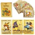 55 Pcs Pokémon Gold Foil Cards Set – English TCG Anime Cartoon Pokémon Cards, Rare Collector’s Edition Box, Golden Edition Gift Pack for Kids & Fans. 