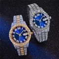 Hip Hop Avant-garde Luxury Artificial Diamond Quartz Men's Watch Fashion Casual Business Sports Golden Men's Watch, Ideal choice for Gifts. 