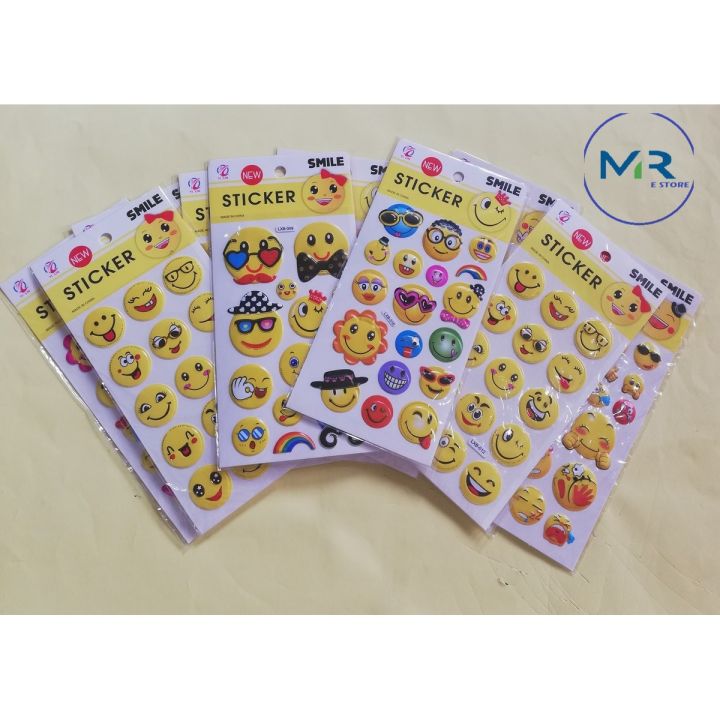 Puffy Smiley Face Stickers Pack of 12 Sheets for kids