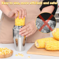Corn Cutter Peeler Corn Cob Stripper with Cup 304 Stainless Steel Corn on the Cob Remover Kitchen Tool. 