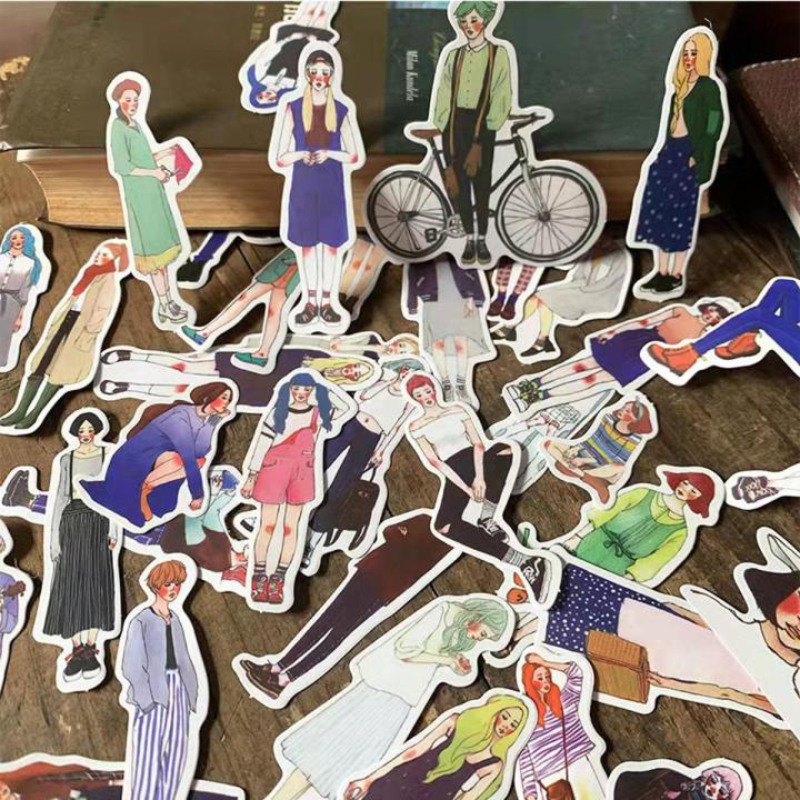 Cute Girls Stickers Waterproof Diary Notebook Scrapbooking Decoration Paper Stationery DIY Sticker School Supply