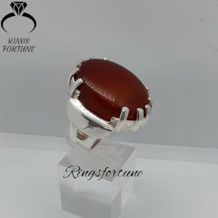 Natural Yemeni Aqeeq Ring , Liver Color Yemeni Agate Ring , Men's Aqeeq Ring , 925 Silver Ring