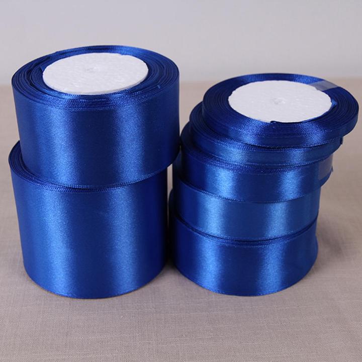 Royal Blue 25 Yards Silk Satin Ribbon Wedding Party Decoration Gift Wrapping Christmas New Year Apparel Sewing Fabric DIY MJ