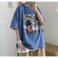 Korean Anime Oversized Short Sleeve T-shirt Men's Summer Loose Top T-shirt Men's Family Couple T-shirt. 