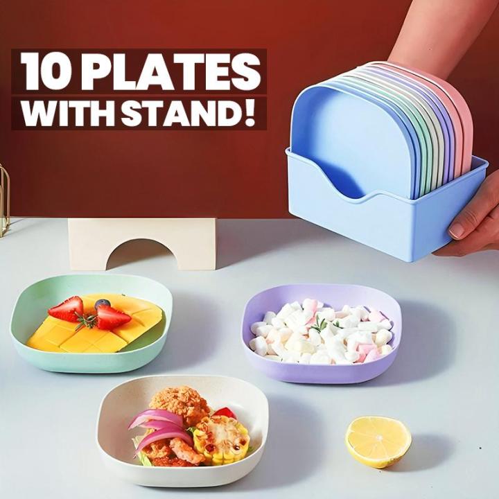 10Pcs%20Multi-function%20Spit%20Bone%20Dish%20Household%20Food%20Grade%20Plastic%20Spit%20Bone%20Dish%20Round%20Square%20Set%20Dining%20Table%20Garbage%20Plate%20-%20Image%202