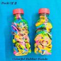 Pack Of 2 Rubber Bands Bottles 300+ Elastic Rubber Bands Pony - Soft Elastic Bands, Premium Quality Rubber Bands for Girls Hair, Braids Hair, Hairstyle And Multipurpose Pony. 