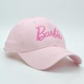 Outdoor Shading Barbie Pink Baseball Caps Curved Brim Embroidery Letter Adjustable Girls Hats Fashion Accessories. 