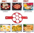Techmanistan 7-Cavity Silicone Material Reusable Pancake Mold 7 Circles Eggs Ring Maker Kitchen Baking Cooking Tools. 