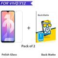 Pack of 2 Vivo Y12 Polish tempered glass edge to edge Screen Protector + Back Matte Protector For Y12. 