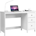 White Desk with Drawers, Modern Home Office Computer with Storage Drawers & Spacious Desktop, Compact Writing Laptop Desk for Bedroom, Multipurpose Computer Workstation. 