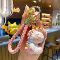【Happier】Hot selling Bags and Travel Unisex Bags Key Holders        Leather Weave Rope DIY Resin Unicorn Keychain Cartoon Cute Animal Doll Keyring Women Couple Bag Car Charm Key Chain Gift. 