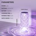 Crystal Table Lamp Rose Diamond Touch Lamp with USB 3/16 Color Crystal LED Light. 