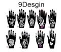 Pack of 9 Mehndi Henna Bail Design Stickers Stencils. 