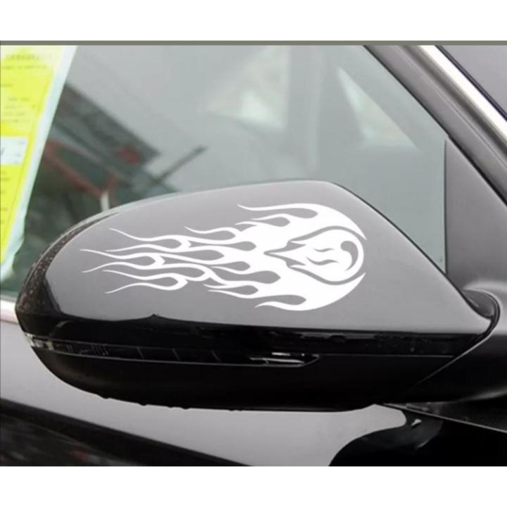 2Pcs Flames New Design Sticker for Side Mirrors (White), Car Accessories, Stickers for Car, Car Modification, Car Decoration by Sticker Saloon