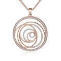Fashion Czech CZ Drilling Big Round Pendant Maxi Gold Necklace For Women Party Gifts Elegant Long Necklaces Jewelry Accessories. 