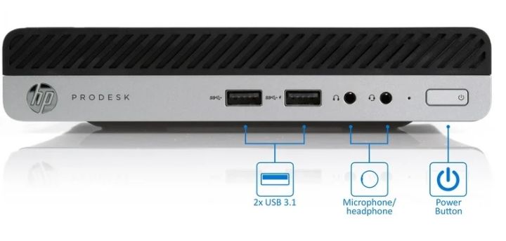 HP ProDesk 400 G4 Mini PC, Intel Core i5-7500T, 8GB RAM, 128GB SSD, VGA, DisplayPort