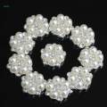 Silver Rhinestone Buttons Bulk, 15MM (Flatback) Embellishments for DIY Wedding Dress Clothing Crafts Decor, 10Pcs. 