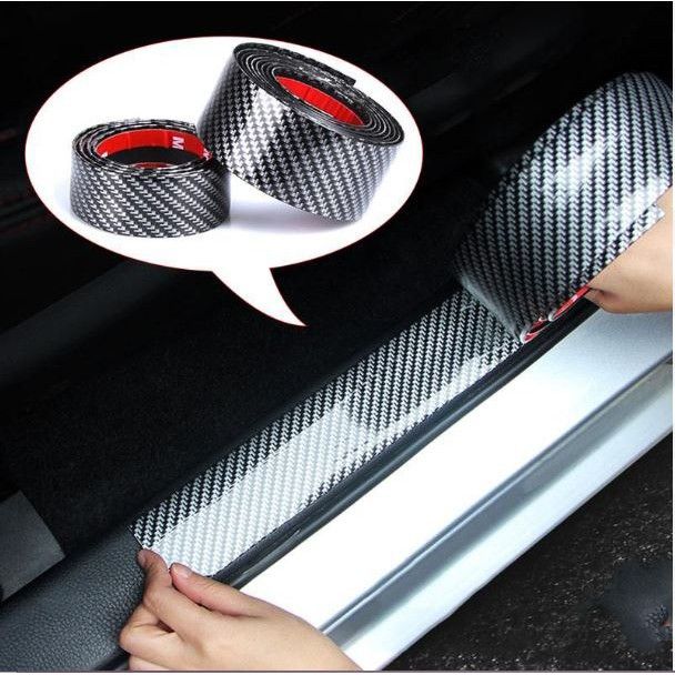 Carbon fiber rubber styling door sill protector goods for Honda Toyota BMW Audi Perodua proton (modle: 7cm * 1m)